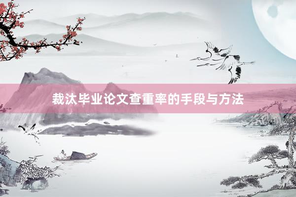 裁汰毕业论文查重率的手段与方法