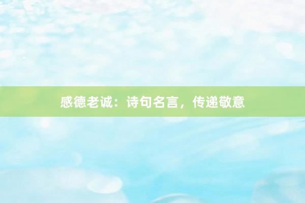 感德老诚：诗句名言，传递敬意